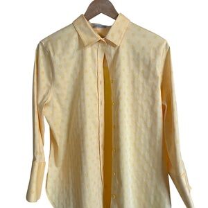 Chico's Soft Yellow Polka Dot Patterned Button Down Top